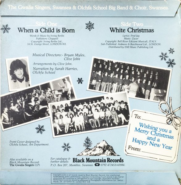 The Gwalia Singers & Olchfa School Big Band & Choir* - When A Child Is Born & White Christmas (7") - Image 2