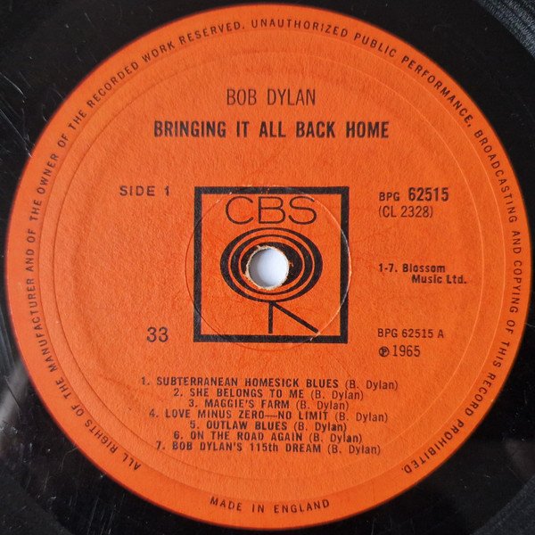 Bob Dylan - Bringing It All Back Home (LP, Album, Mono, CBS) - Image 3