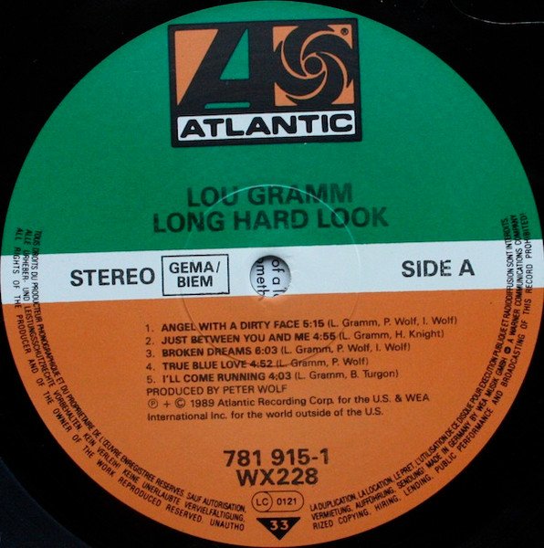 Lou Gramm - Long Hard Look (LP, Album) - Image 3