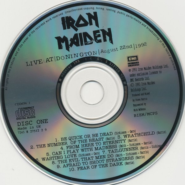 Iron Maiden - Live At Donington (August 22nd 1992) (2xCD, Album, Fat) - Image 3