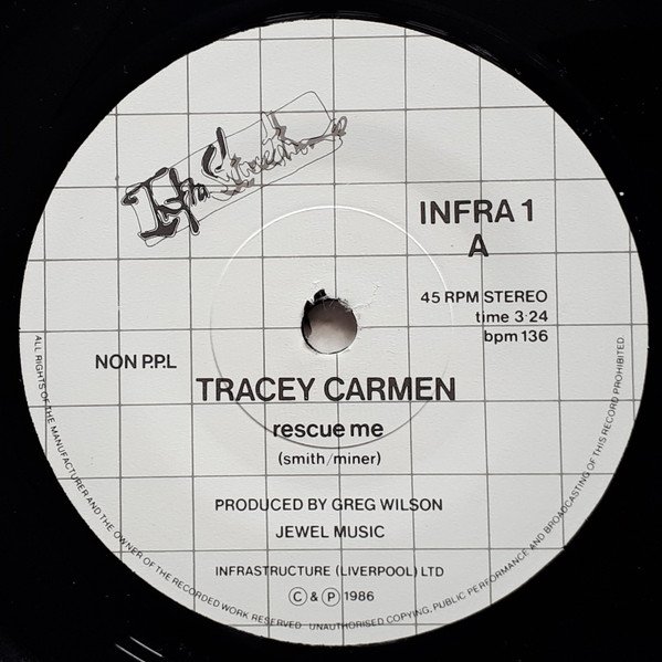 Tracey Carmen / The Mainstream - Rescue Me / Infrarfni (Infra) (7", Single) - Image 3