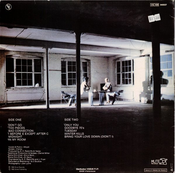 Yazoo - Upstairs At Eric's (LP, Album) - Image 2