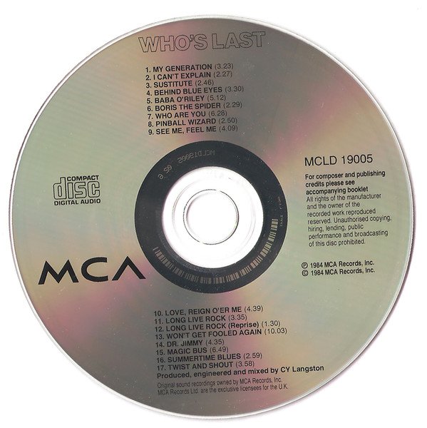 The Who - Who's Last (CD, Album, RE, Uni) - Image 2