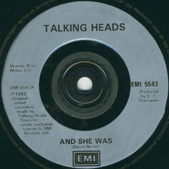 Talking Heads - And She Was (7", Single, Sil) - Image 3