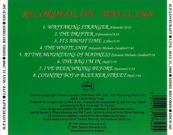 HP Lovecraft - Live - May 11, 1968 (CD, Album) - Image 2