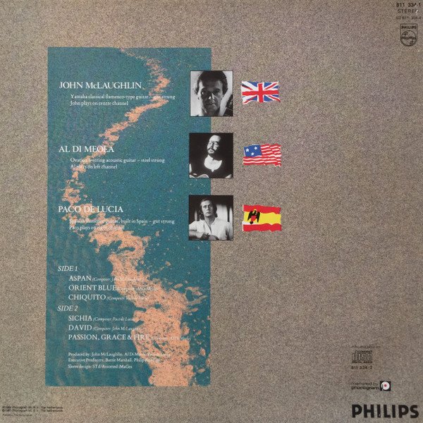 John McLaughlin, Al Di Meola, Paco De Lucia* - Passion, Grace & Fire (LP, Album) - Image 2