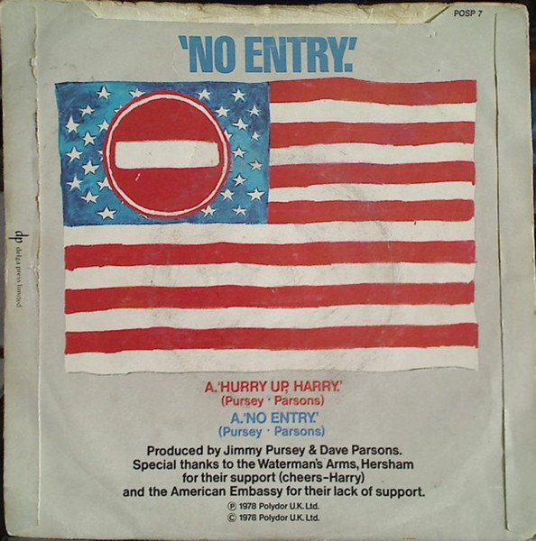 Sham 69 - Hurry Up Harry / No Entry (7", Single, Ban) - Image 2