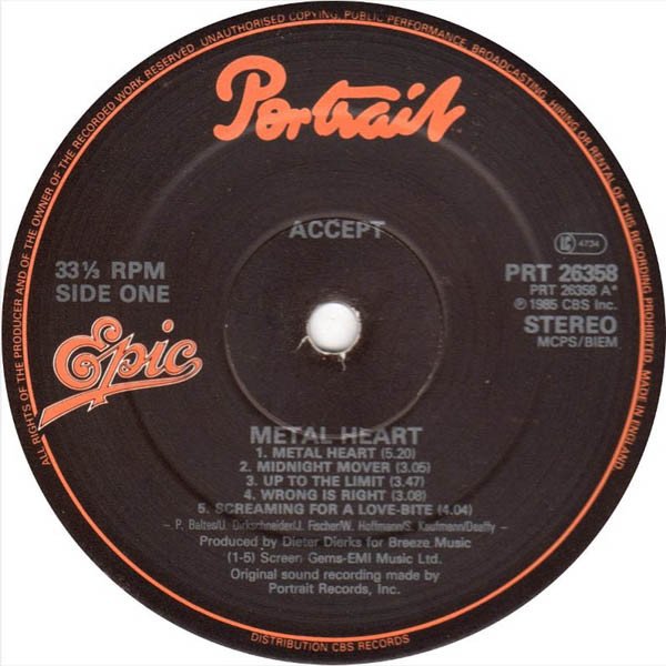 Accept - Metal Heart (LP, Album) - Image 3
