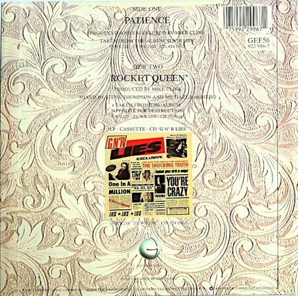 Guns N' Roses - Patience (7", Single) - Image 2