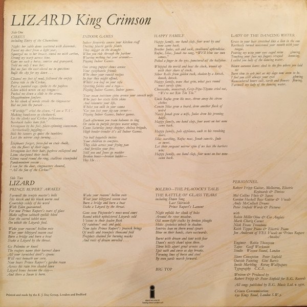 King Crimson - Lizard (LP, Album) - Image 2