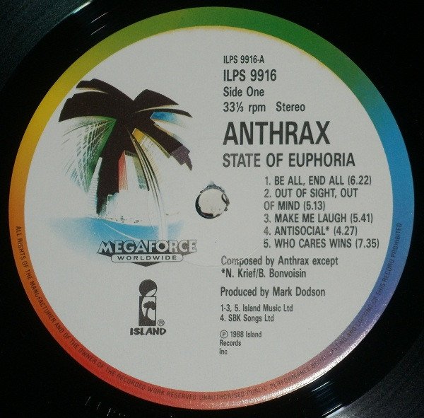 Anthrax - State Of Euphoria (LP, Album) - Image 3