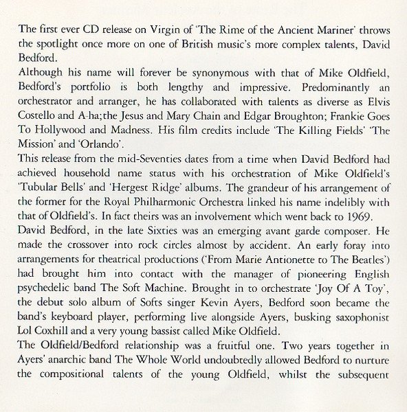 David Bedford - The Rime Of The Ancient Mariner (CD, Album, RE, RM) - Image 3