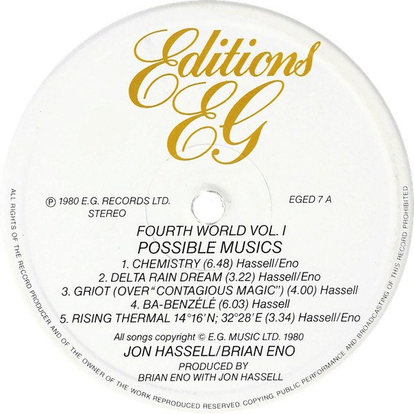 Jon Hassell / Brian Eno - Fourth World Vol. 1 - Possible Musics (LP, Album) - Image 3