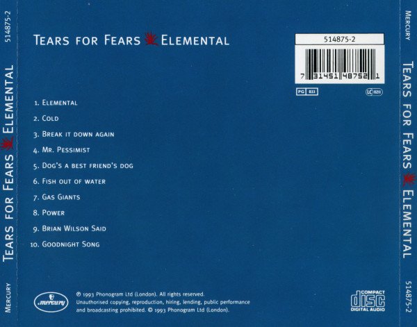 Tears For Fears - Elemental (CD, Album) - Image 2