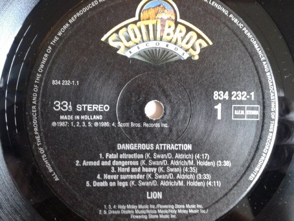 Lion (5) - Dangerous Attraction (LP, Album) - Image 3