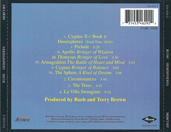Rush - Hemispheres (CD, Album, RE, RM, Opt) - Image 2