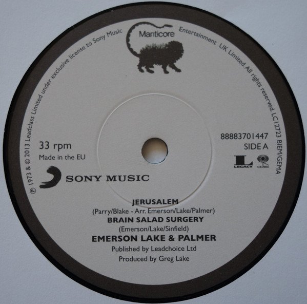 Emerson, Lake & Palmer - Jerusalem (7", RSD, Single, Ltd, Num, RE) - Image 3