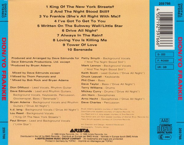 Dion (3) - Yo Frankie (CD, Album) - Image 2