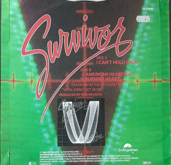 Survivor - I Can't Hold Back (12") - Image 2
