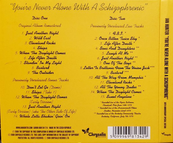 Ian Hunter - You're Never Alone With A Schizophrenic - 30th Anniversary Special Edition (2xCD, Album, RE, RM) - Image 2