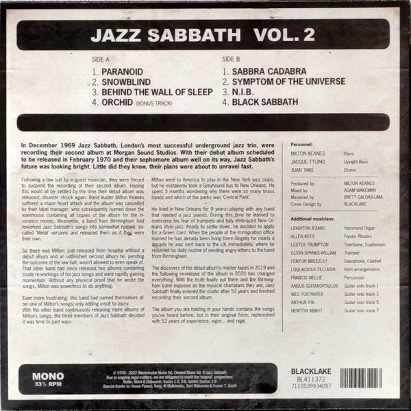 Jazz Sabbath - Vol. 2 (LP, Album, Mono, Tra + DVD, NTSC + RSD, Ltd, S/Edi) - Image 2