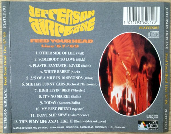 Jefferson Airplane - Feed Your Head (Live '67 - '69) (CD, Album) - Image 2