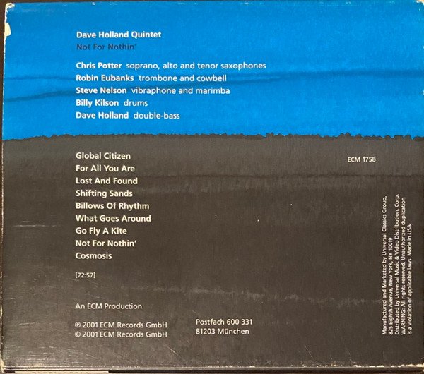Dave Holland Quintet - Not For Nothin' (CD, Album) - Image 2