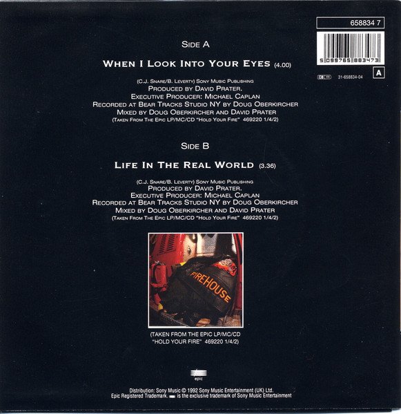 Firehouse (2) - When I Look Into Your Eyes (7") - Image 2