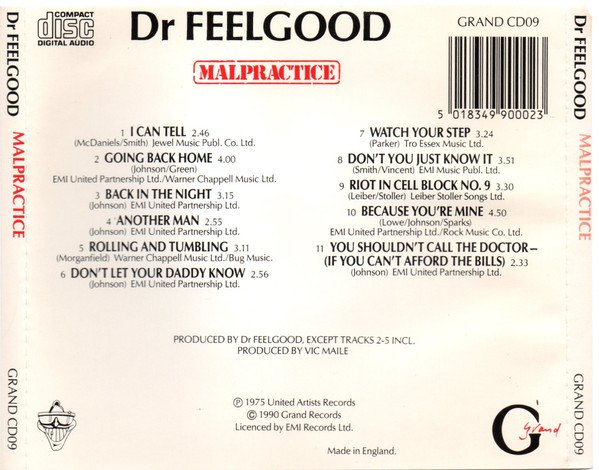 Dr. Feelgood - Malpractice (CD, Album, RE) - Image 2