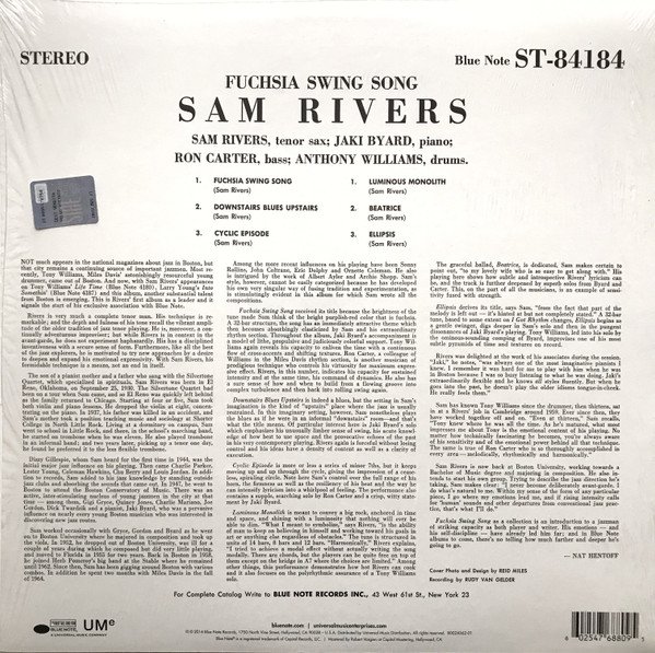 Sam Rivers - Fuchsia Swing Song (LP, Album, RE) - Image 2