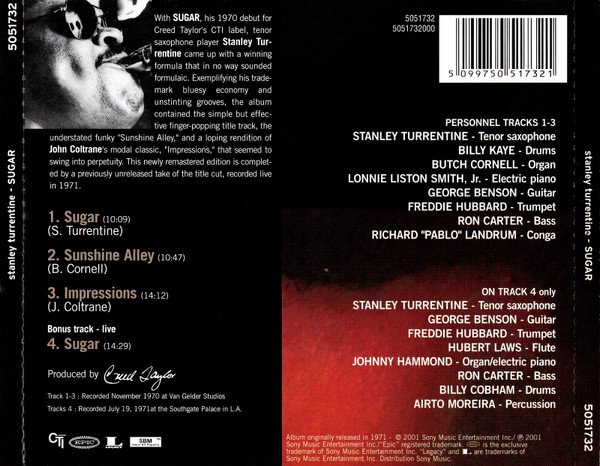 Stanley Turrentine - Sugar (CD, Album, RE, RM, CD ) - Image 3
