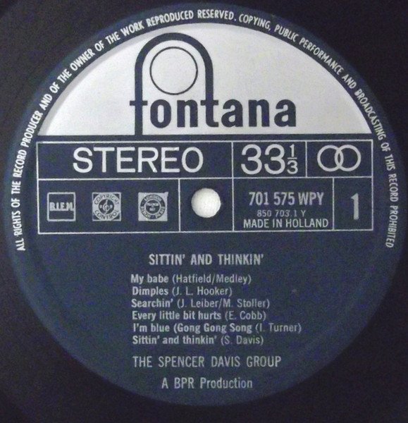 The Spencer Davis Group - Sittin' And Thinkin' (LP, Album, Fli) - Image 3