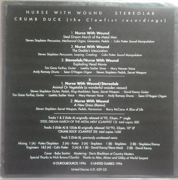 Nurse With Wound & Stereolab - Crumb Duck (LP, Comp, Ltd, Yel) - Image 3