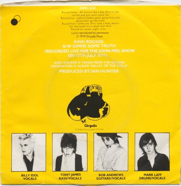 Generation X (4) - King Rocker (7", Single, Ltd, Yel) - Image 2