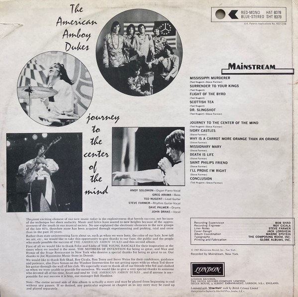 The American Amboy Dukes* - Journey To The Center Of The Mind (LP, Album) - Image 2