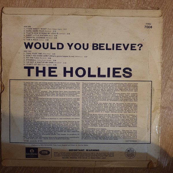 The Hollies - Would You Believe? (LP, Album, Mono) - Image 2
