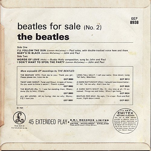 The Beatles - Beatles For Sale (No. 2) (7", EP, Mono) - Image 2