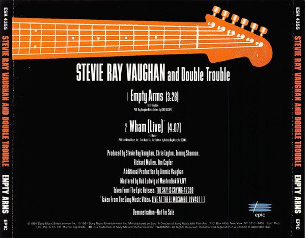 Stevie Ray Vaughan And Double Trouble* - Empty Arms (CD, Single, Promo) - Image 2