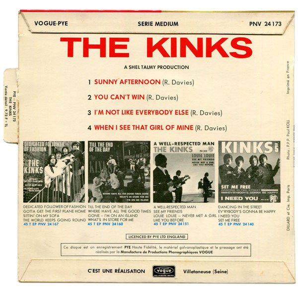 The Kinks - Sunny Afternoon (7", EP) - Image 2