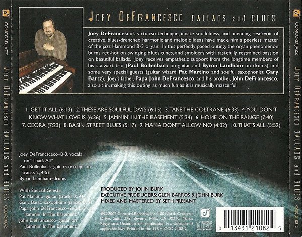 Joey DeFrancesco - Ballads And Blues (CD) - Image 2