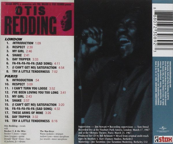 Otis Redding - Live! In London And Paris (CD, Album, Sup) - Image 2