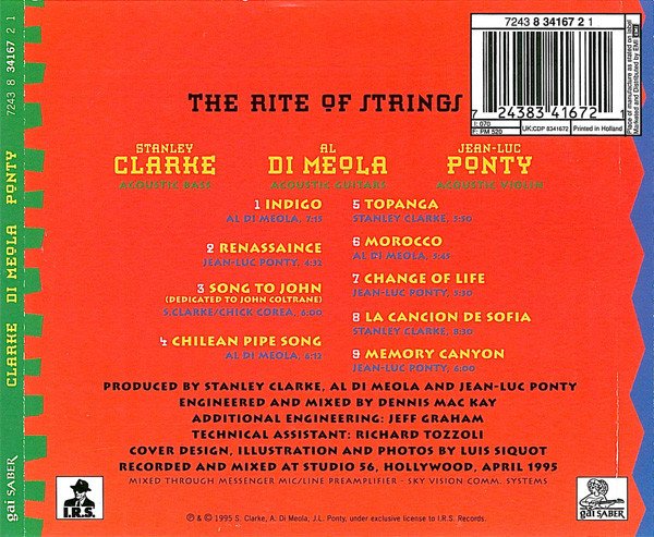 Stanley Clarke, Al Di Meola, Jean-Luc Ponty - The Rite Of Strings (CD, Album) - Image 2