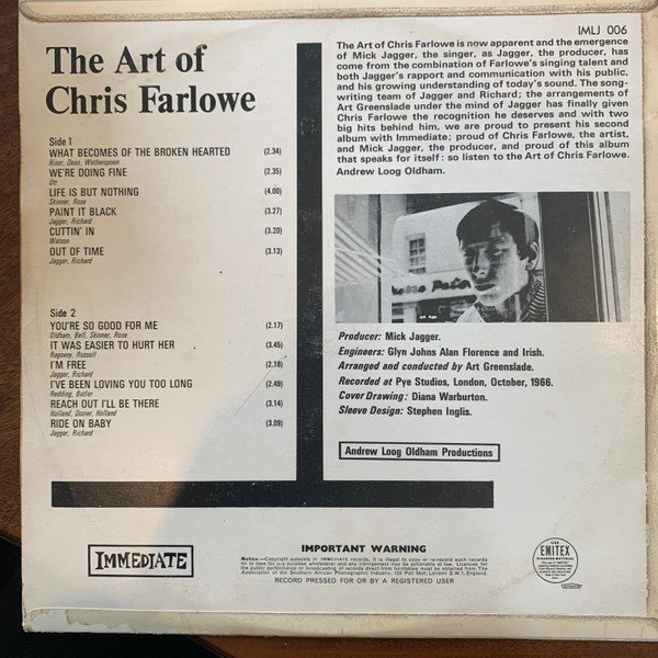 Chris Farlowe - The Art Of Chris Farlowe (LP, Album, Mono) - Image 2